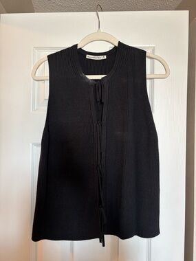 Abercrombie & Fitch Black Ribbed Tie-Front Vest Top